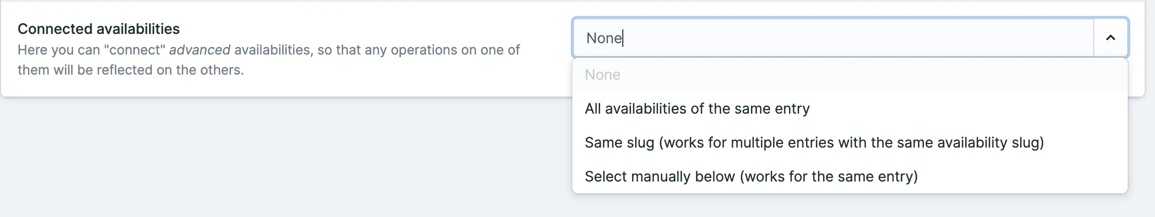 Connected availability settings.