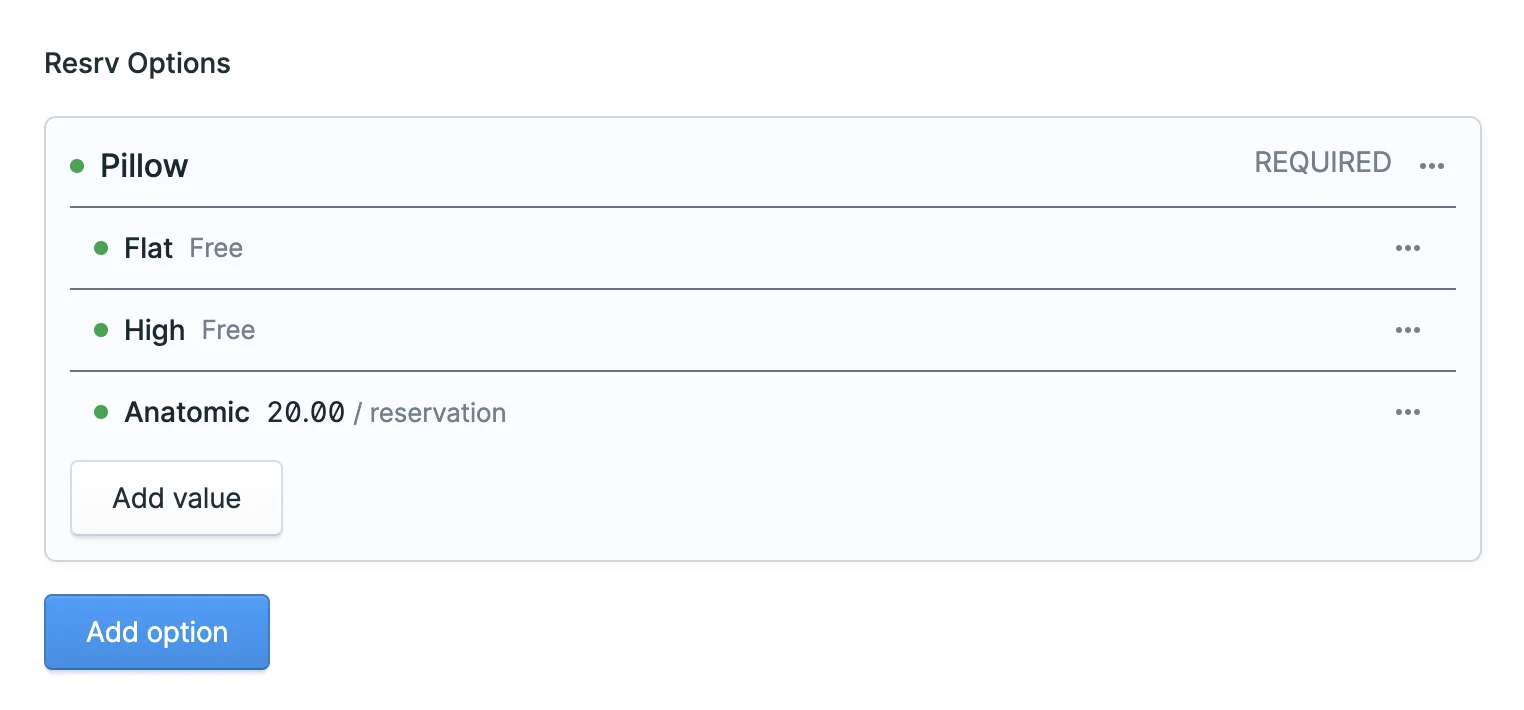 The Resrv Options field in your Entry.