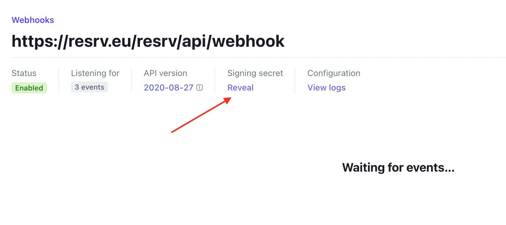 Where to find the webhook secret.